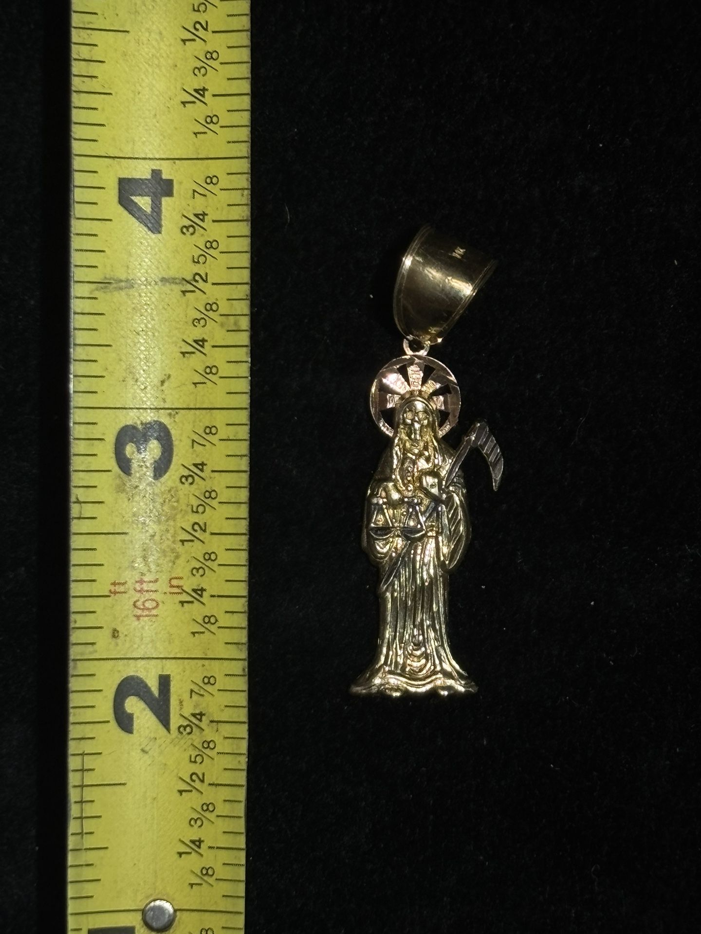 Gold Santa Muerte Pendant