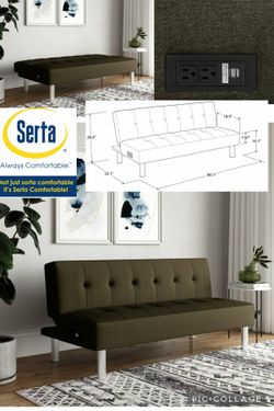 New Futon  With Power (Serta), Brown  Fabric