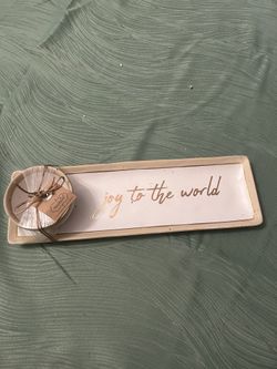 Mud Pie Gold Christmas Dip Cup and Serving Tray Set