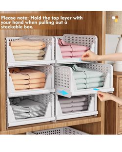 🔥Brand new🔥 5 Pack Stackable Closet Storage Basket, Multifunctional & Foldable Closet Organizer for Bathroom Kitchen Laundry Room Wardrobe Storage, 