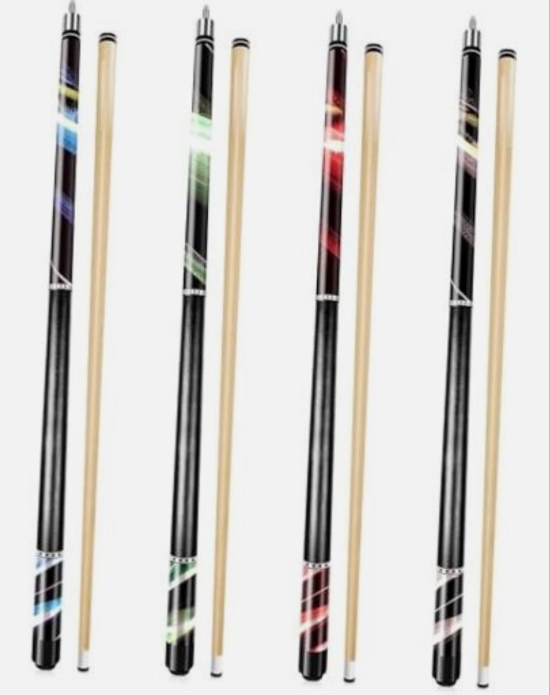 Wakefa 58 inch Pool Sticks Set of 4, 13mm Tip Pool Cues Billiard Cue Sticks C43