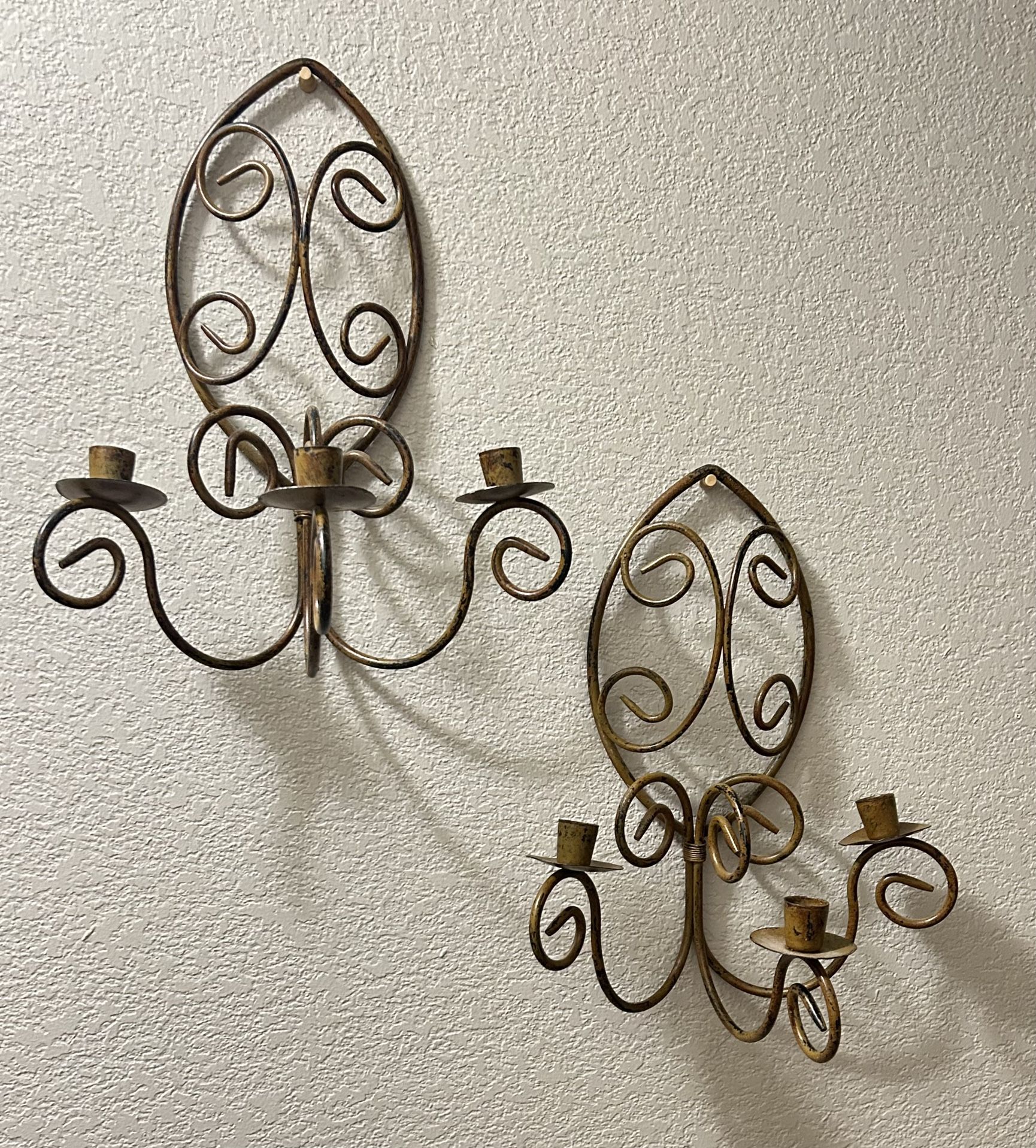 Set of Metal 3 Candle Stick Holder Wall Sconces 