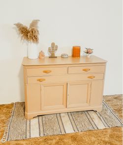 🌸 Vintage Blush Pink Sideboard Cabinet | Refinished Storage Buffet 🌸