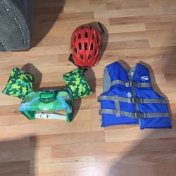 Helmet, Two Life Jackets 