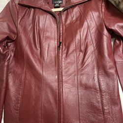 East5th Rich Red Wine Color Genuine Leather Jackets S