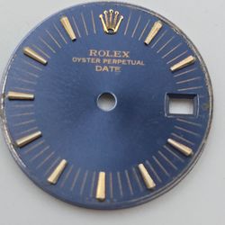 Rolex Oyster Perpetual Date 26mm Blue Dial Gold Markers Vintage 19.86mm