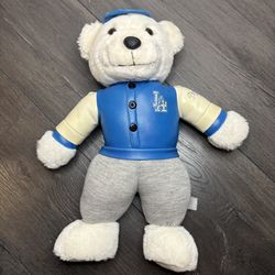 Vintage Los Angeles Dodgers Plush Teddy Bear 15" MLB Team Mascot Toy LA