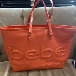 Bebe Orange Leather Tote
