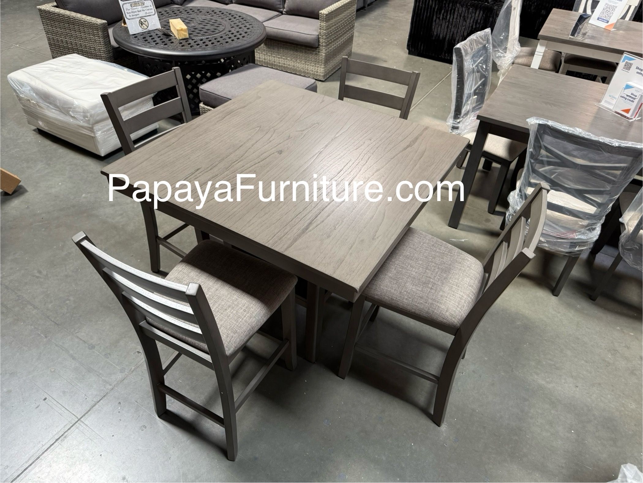 New! Counter Height Dining Set, 5pcs Table And Chairs, Dining Table, Chairs, Counter Height Chairs, Table, Grey Dining Set, Casual Table, Dinette Set