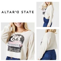 Altar’D State graphic crop boxy long sleeve top