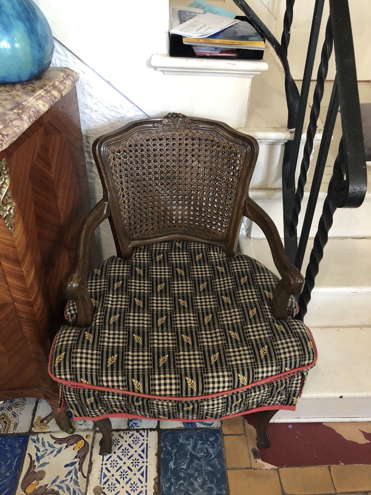 Refinished Antique Chair with Caning
