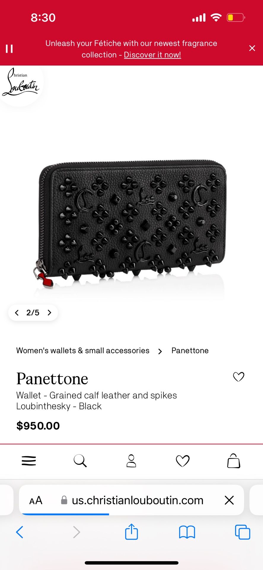 Christian Louboutin Panettone Black/red Spikey Clutch