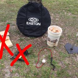 Bucket Of Practice Baseballs, Hitting Net, Batting Tee