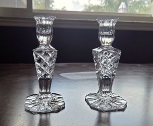 Pair of Cut Ceska Crystal Candlesticks