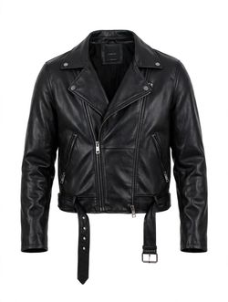 Black Leather Moto Biker Jacket