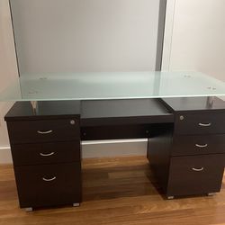 Desk with file cabinets and drawers