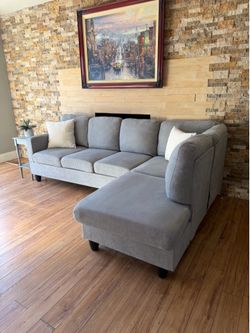 FREE DELIVERY — Modern Gray Sectional Sofa w/ Chaise