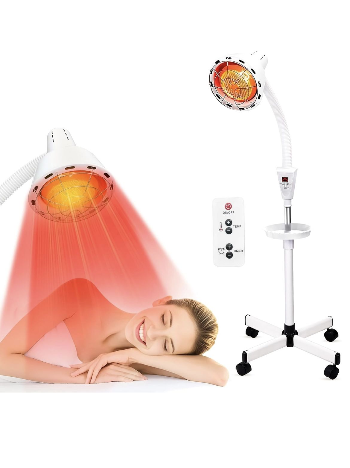 Infrared Red Light 275W Heat Lamp with Remote Control, Adjustable Standing Lamp