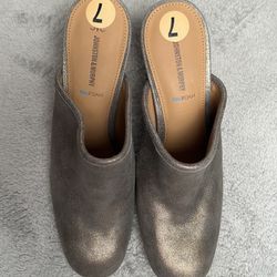 Johnston & Murphy Women's Charlotte Mule Clogs Gold Metallic Suede Shoe S7 Dress
