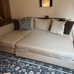 Beige IKEA Sleeper Sectional Couch Removable Covers