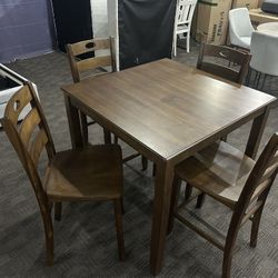 Brown Wood Counter Height Dining Set 