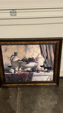 Vintage Framed Still Life Fruit Artwork – Large Decorative Wall Art
