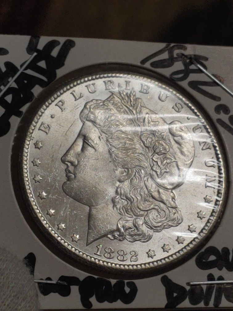 **100% GENUINE**1882-CC**UNCIRCULETED HIGH GRADE +++US SILVER MORGAN ONE DOLLAR**GEM & DEEP MIRROR**