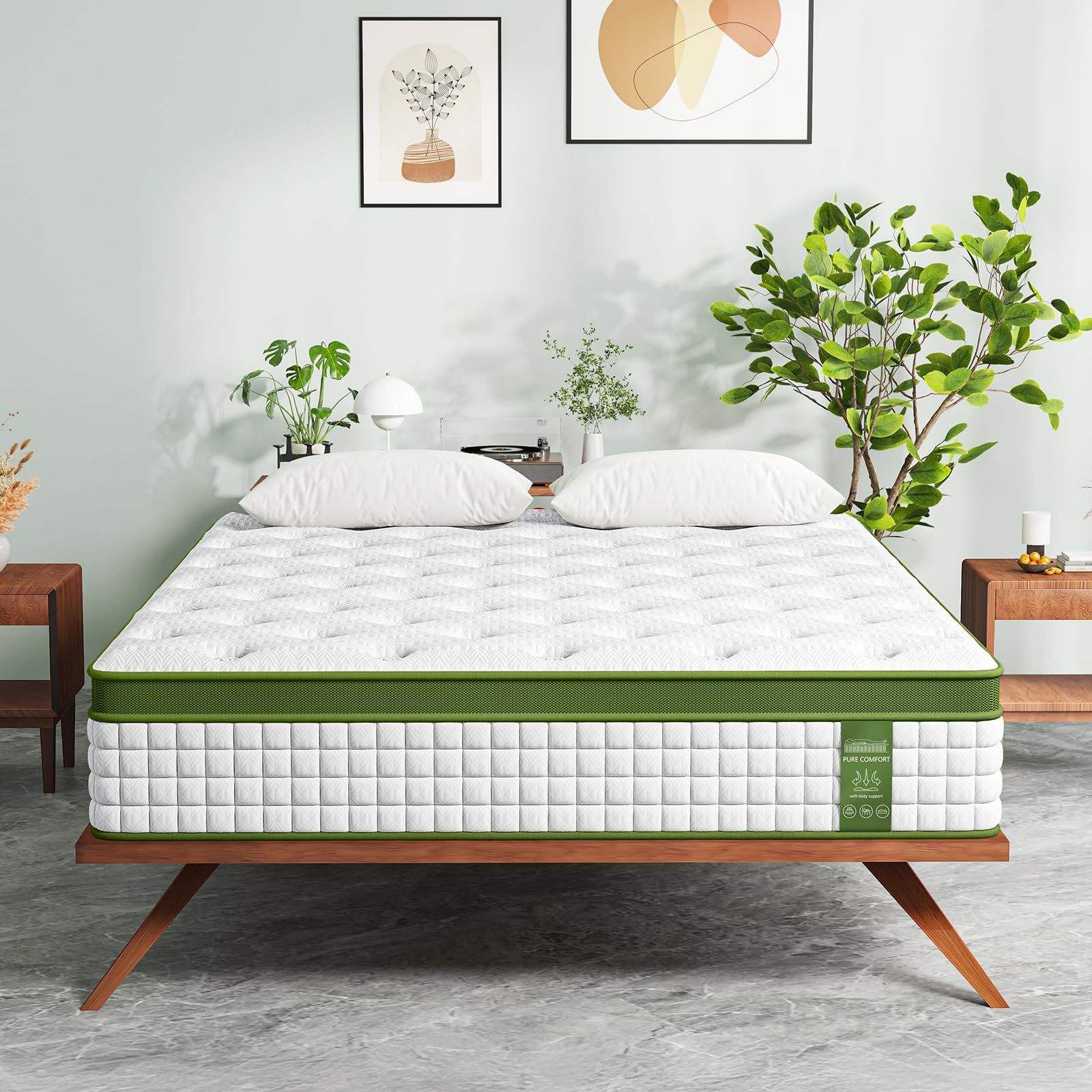 BedStory Queen Mattress 14 Inch Hybrid Mattress Queen Size in a Box with Gel Memory Foam medium