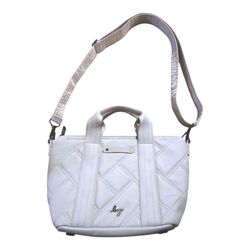 LUG Dory Matte Luxe Quilted Crossbody Bag Purse Ivory Pebble Multi Color Stitch