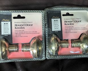 Vintage Parker polished brass plated Round Door Knobs 22330 ( each $10)