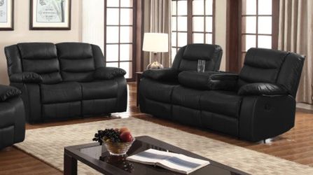 Brand new brown or black bonded leather sofa + loveseat recliners