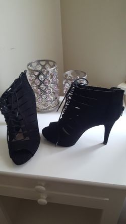 Black lace up high heel bootie size 8.5