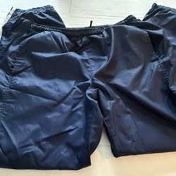 Men's Adidas L Navy Blue Track Pants w/ White Stripes