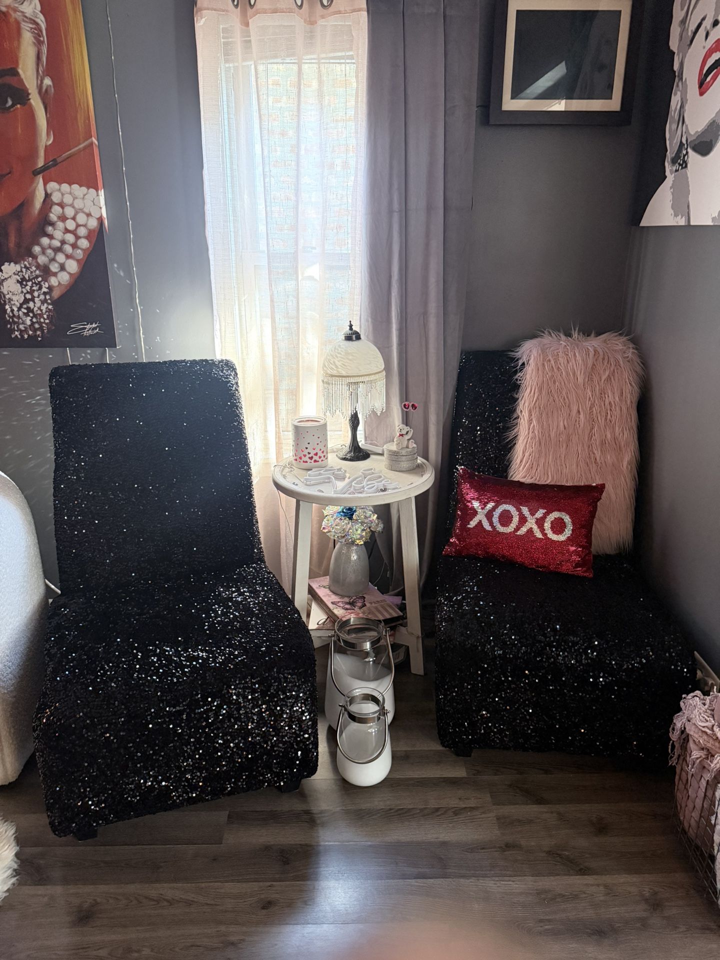 Beautiful Sequins Upholstered Accent Chairs