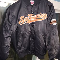 VTG 90s SAN FRANCISCO GIANTS STARTER DIAMOND COLLECTION SATIN JACKET SIZE L