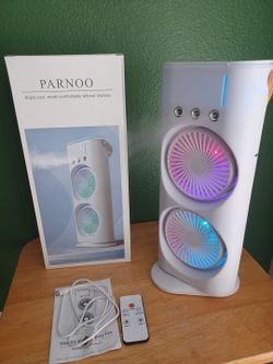 Parnoo Double-End Spray Fan - Portable Cooling Fan with Mist & LED