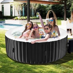 211 Gal Inflatable Hot Tub 4 Person RWith Cover Hot Tub Spa 120 Bubble Jets