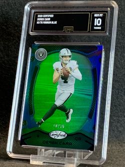 2021 Certified 🔥💀 Derek Carr 💀🔥 Mirror Blue /75 GMA 10 💎 Mint - Las Vegas Raiders / New Orleans Saints