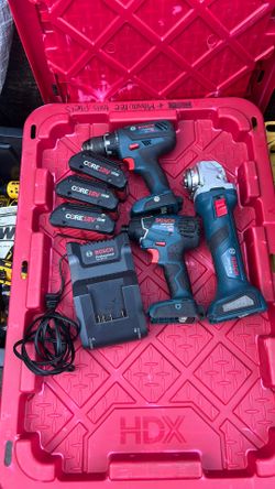 Bosch grinder, impact and drill kit