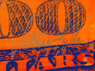 Original hand-signed in silver marker by the artist Subject: A stylized, pop-art reinterpretation of a United States one hundred dollar bill featuring