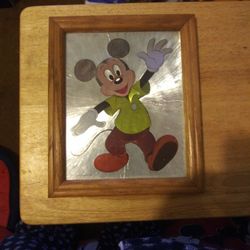 Mickey Mouse Shinny Wooden Framed Picture