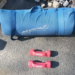 Exercise Mat / Yoga Mat & (2) 3 Pound Hand Weights