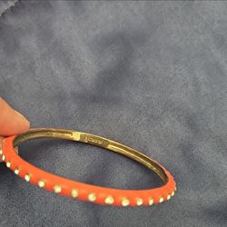 J Crew signed orange and crystal Dangle Bracelet