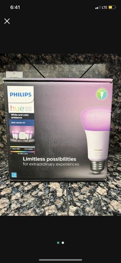 Philips Hue White and Color Ambiance A19 60W Equivalent LED Smart Bulb Starter Kit