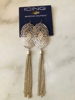 Silver long earrings