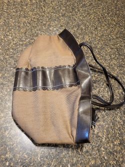Purse Victoria Secret brown purse with brown leather vertical stripe, blue interior, double strap