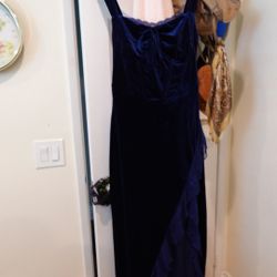 Long blue velvet dress