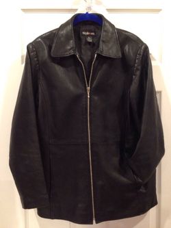Women's black leather jacket