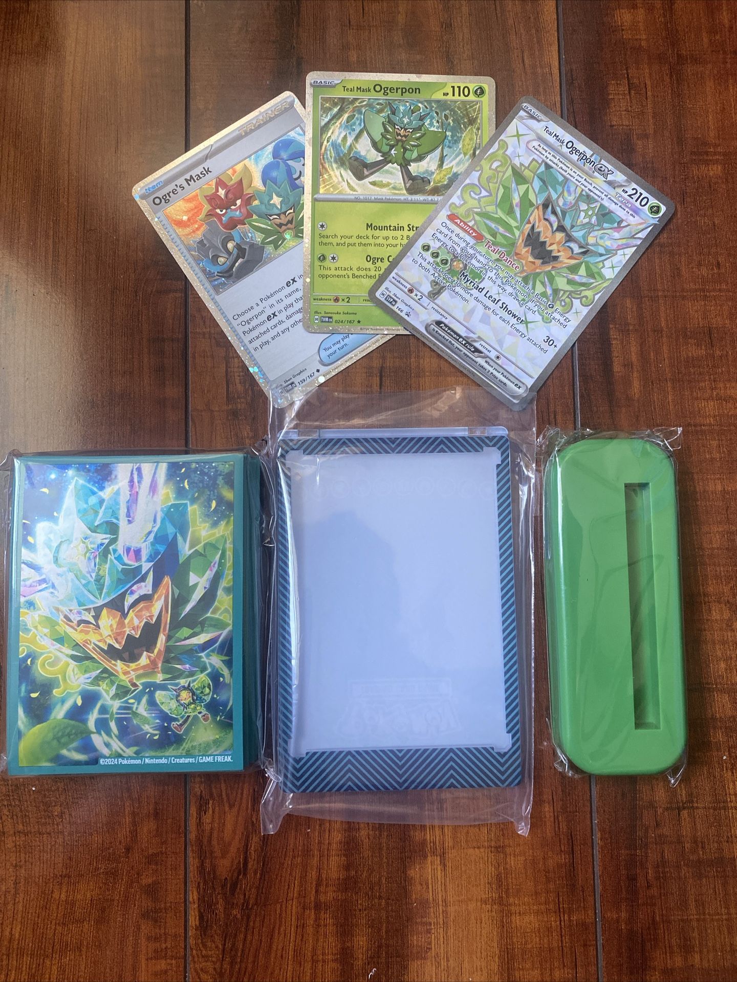 Pokemon Twilight Masquerade Teal Mask Ogerpon Card Lot, Sleeves & Card Display!