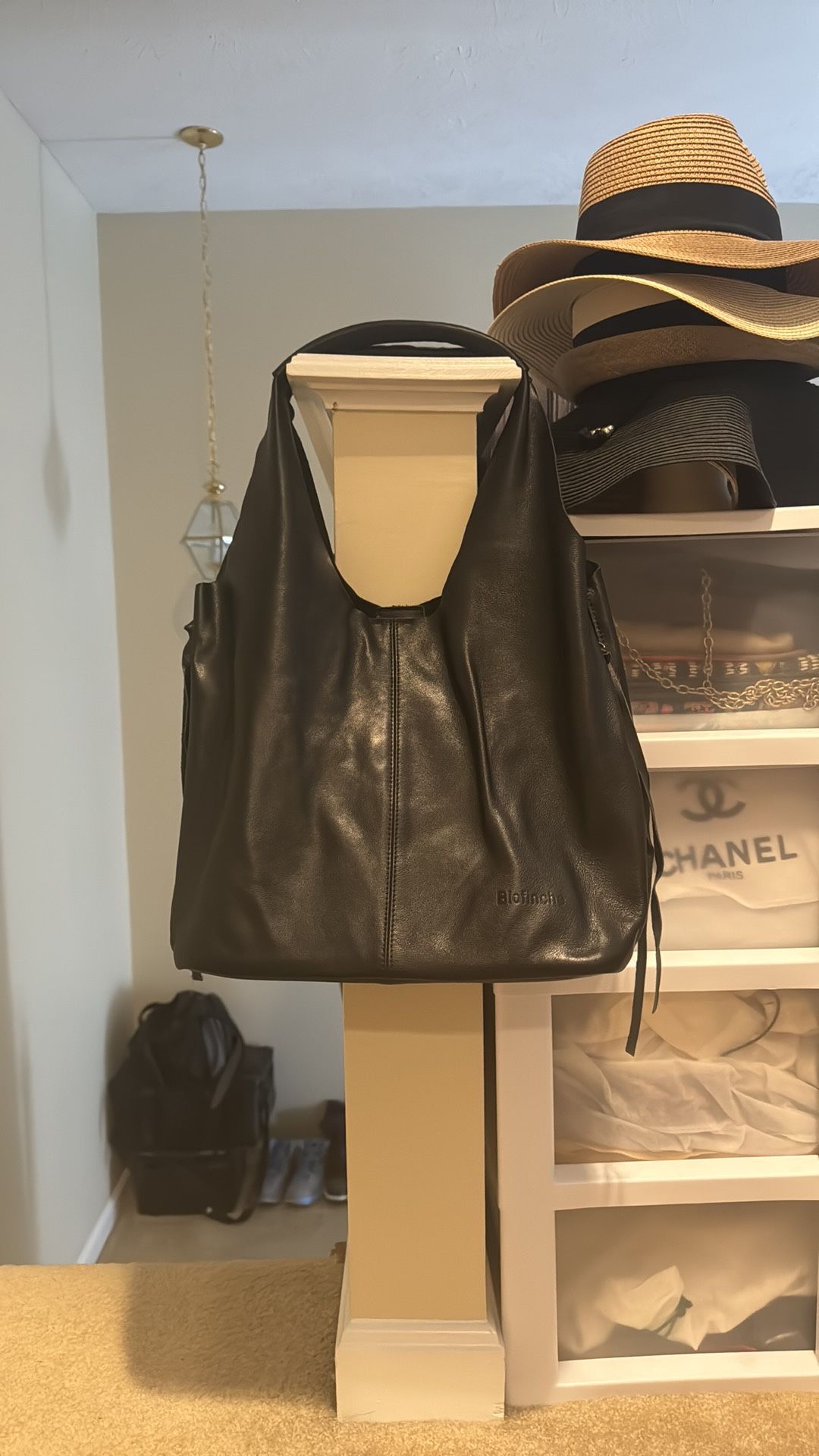 Black leather Hobo Bag